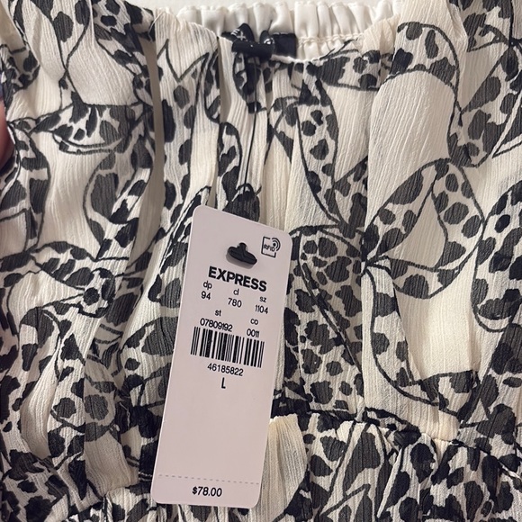 Express Black and White Long‎ Sleeve Dress - Picture 4 of 6